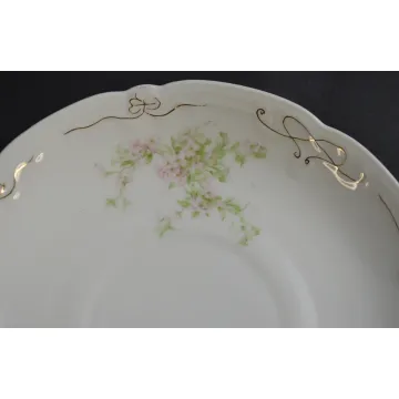 PS Bavarian Porcelain China Saucer - Pink Floral Pattern - Bavaria Germany