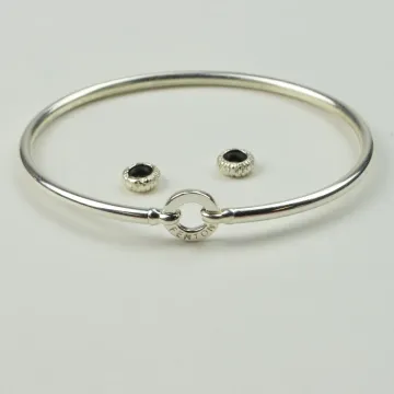 Fenton Art Glass - Sterling Silver Bangle Bracelet - 7 1/2 - Handcrafted