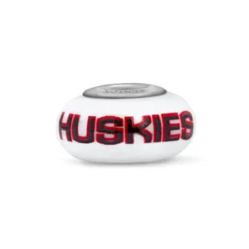 Fenton Milk Glass Collegiate Bead - UConn Huskies - Sterling Silver Lined