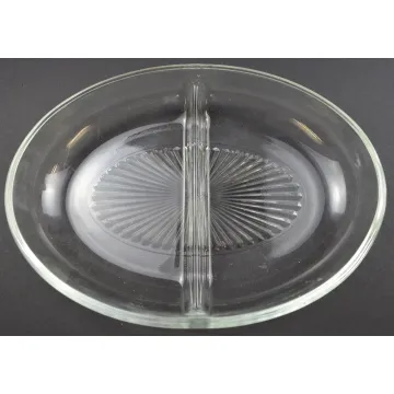Clear Glass Two Part Relish Dish - 8.75 Wide