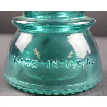 Vintage Hemingray No. 42 Teal Green Glass Insulator - 4.375 Tall