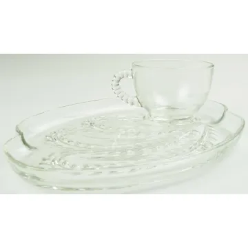 Federal Glass - Homestead Pattern - Snack Cup & Plate Set