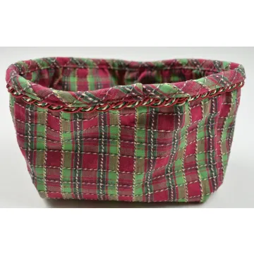 Longaberger Small Recipe Basket Liner - Holiday Plaid