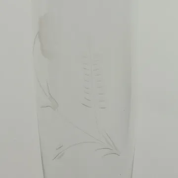 Clear Glass Bud Vase - Etched Floral Pattern - 9.75  Tall