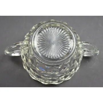 Jeannette Glass - Cube Clear Pattern - Open Sugar - 2.375 Tall