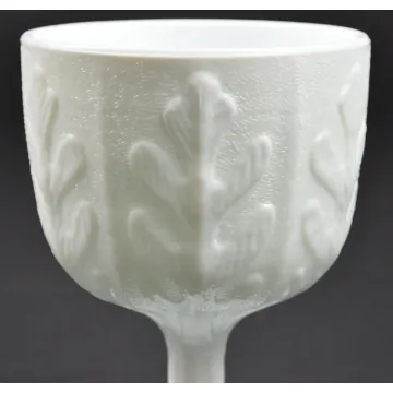 FTD - Milk Glass Leaf Pattern - Footed Compote Planter - 4.375 Round
