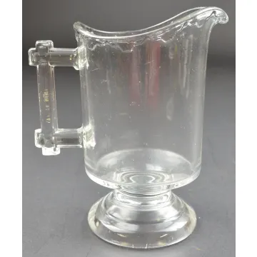 Clear Glass Creamer Pitcher - Drip Pattern & Wood Style Handle - 5.625 Tall