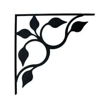 Wall Shelf Bracket Pair Of 2 - Leaf Fan Pattern - Wrought Iron - 9.25 Long