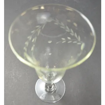 Clear Champagne Glass - Etched Vine & Ball Pattern - 6.375 Tall
