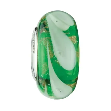 Fenton Art Glass Artisan Bead - Celtic Feathers - Sterling Silver Lined