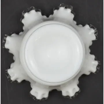 Fenton Art Glass Silver Crest Pattern - Double Crimped Compote - 6.5 Tall