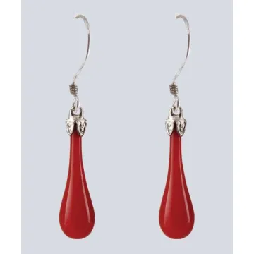Fenton Art Glass - Teardrop Earrings - Maraschino Cherry - Handcrafted