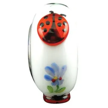 Fenton Artisan Crafted Glass Bead - Lucky Ladybugs - Sterling Silver Lined