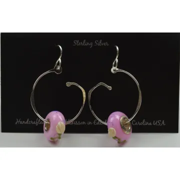 Fenton Art Glass - Sterling Silver Hook Earrings - Bead Holder