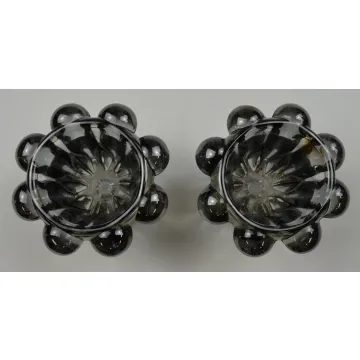 Smoke Color Single Light Candlestick Holders - Set Of Two