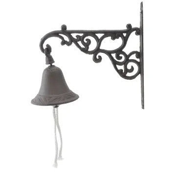 Cast Iron Dinner Bell - Ornate Vine - Distressed Brown
