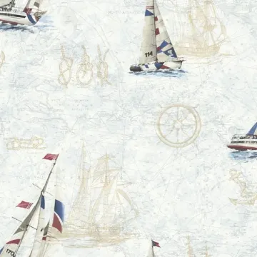 Flagler Navy Water'S Edge Map Wallpaper Sidewall Chesapeake DLR47501