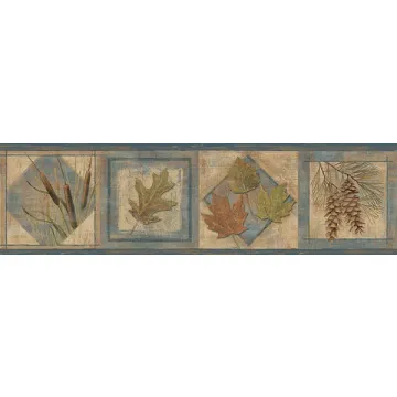 Seminole Navy Greenleaf Wallpaper Border Chesapeake TLL01582B