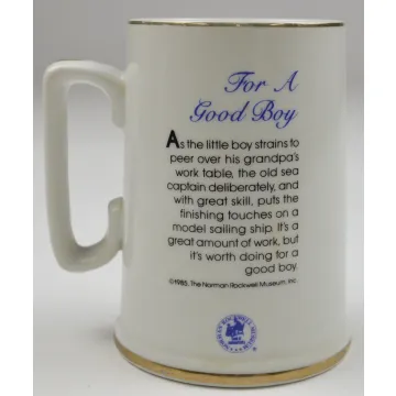 Norman Rockwell For A Good Boy 1985 Collectible Mug With Gold Trim