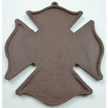 Cast Iron Firefighting Wall Plaque - Rust Finish - 7.5" Wide