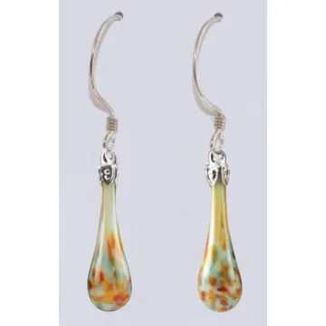 Fenton Art Glass - Mosaic Teardrop Earrings - Santa Fe Morning - Handcrafted
