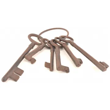 Decorative Cast Iron Jailers Key Ring - 6 Keys