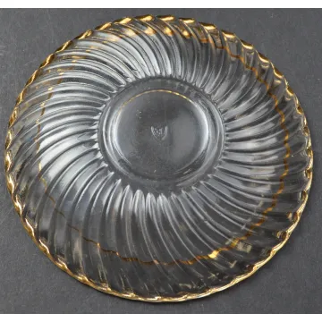 Federal Glass - Diana Gold Trim Pattern - Flat Cup Saucer - 4.25 Round