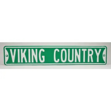 Viking Country Green & White Metal Street Sign