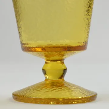 Amber Glass Footed Tumbler - Hammered Glass Design