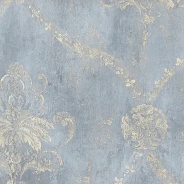 CH22567 Regal Damask Wallpaper Blue, Beige Manor House Norwall Wallcovering
