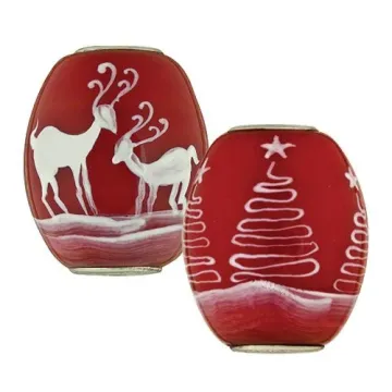 Fenton Artisan Crafted Glass Bead - Reindear - .76 Oval