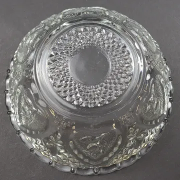 KIM Clear Glass Heart & Floral Pattern Candy Dish With Lid - 5.125 Wide