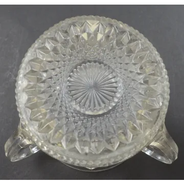 Clear Pressed Glass Open Sugar With 3 Handles - 3.75 Tall