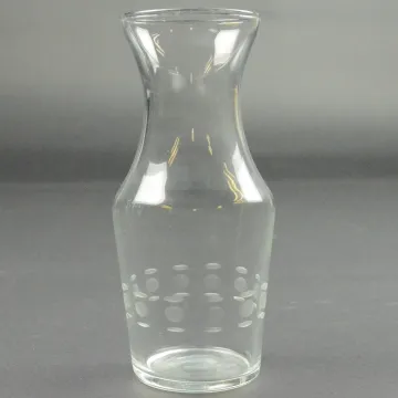 Clear Glass Vase - Etched Cut Circle Pattern - 6.5 Tall