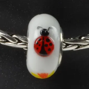 Fenton Art Glass Artisan Bead - Alpha Sigma Alpha - Sterling Silver Lined