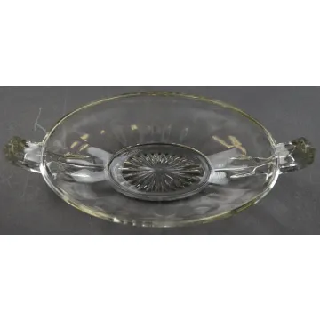 Imperial Glass Clear Pressed Glass Pickle Dish - Cut Floral Pattern