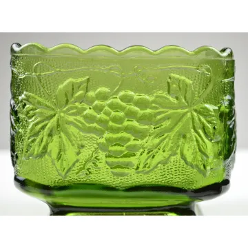 Anchor Hocking Glass Planter - Vintage Green Pattern - 3.75 Tall