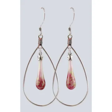 Fenton Art Glass - Hoop Style Teardrop Earrings - Sweet Pea