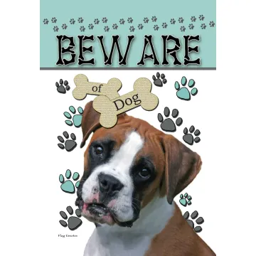 Flag Emotes - Double Sided Garden Flag - Beware Of Dog - Boxer
