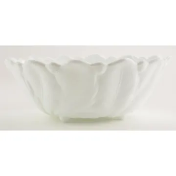 Indiana Glass - Wild Rose Milk Glass Pattern - Round Footed Bowl - 9 Round