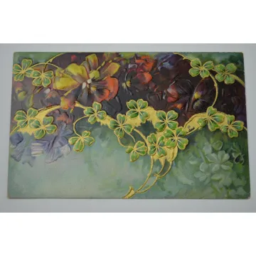 Vintage Postcard - Floral Pattern Greeting Card - 1909