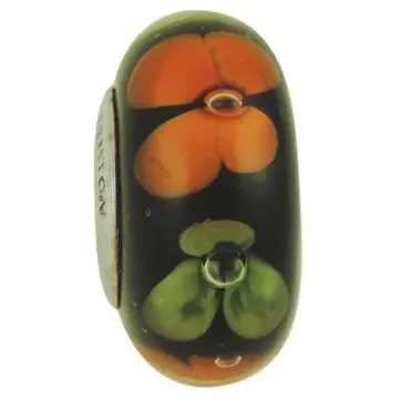 Fenton Artisan Crafted Glass Bead - Butterfly Blossoms - Sterling Silver Core
