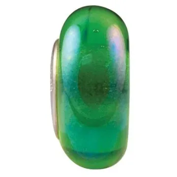 Fenton Art Glass Artisan Crafted Bead - Green Carnival - Sterling Silver Core