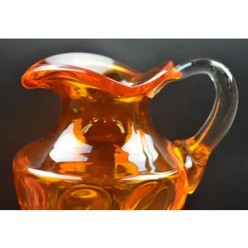 Glass Pitcher -Orange Bubble Design - 6 Tall