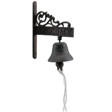 Cast Iron Dinner Bell - Flower Vine Welcome - Distressed Brown