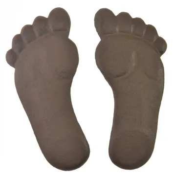 Pair Of Cast Iron Yard and Garden Stepping Stones - Human Footprints - Brown