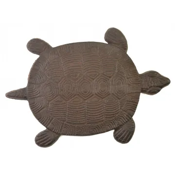 Turtle Stepping Stone - Rust Brown Cast Iron - 13" Long