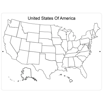 Aluminum Sign - United States Of America Black & White Map