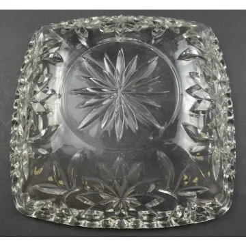 Hazel Atlas Clear Cut Glass Square Candy Dish - 6.375 Wide