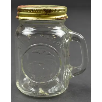 Vintage Clear Glass Golden Harvest Cornucopia Salt Shaker With Metal Lid
